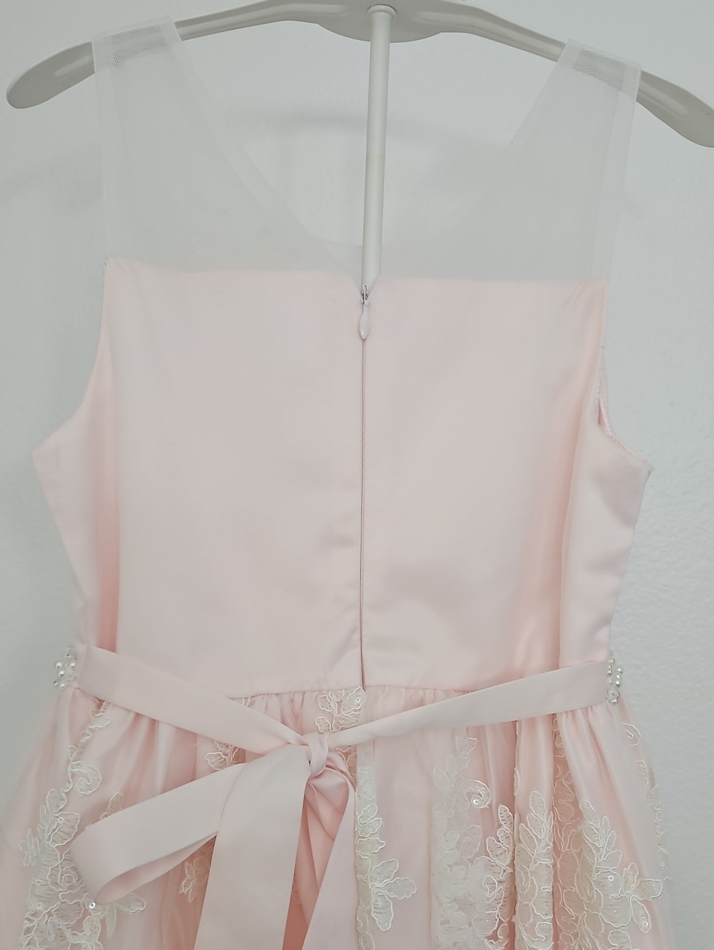 American Princess Light Pink Lace & Pearl Waist Formal Dress - Picture 4 of 7